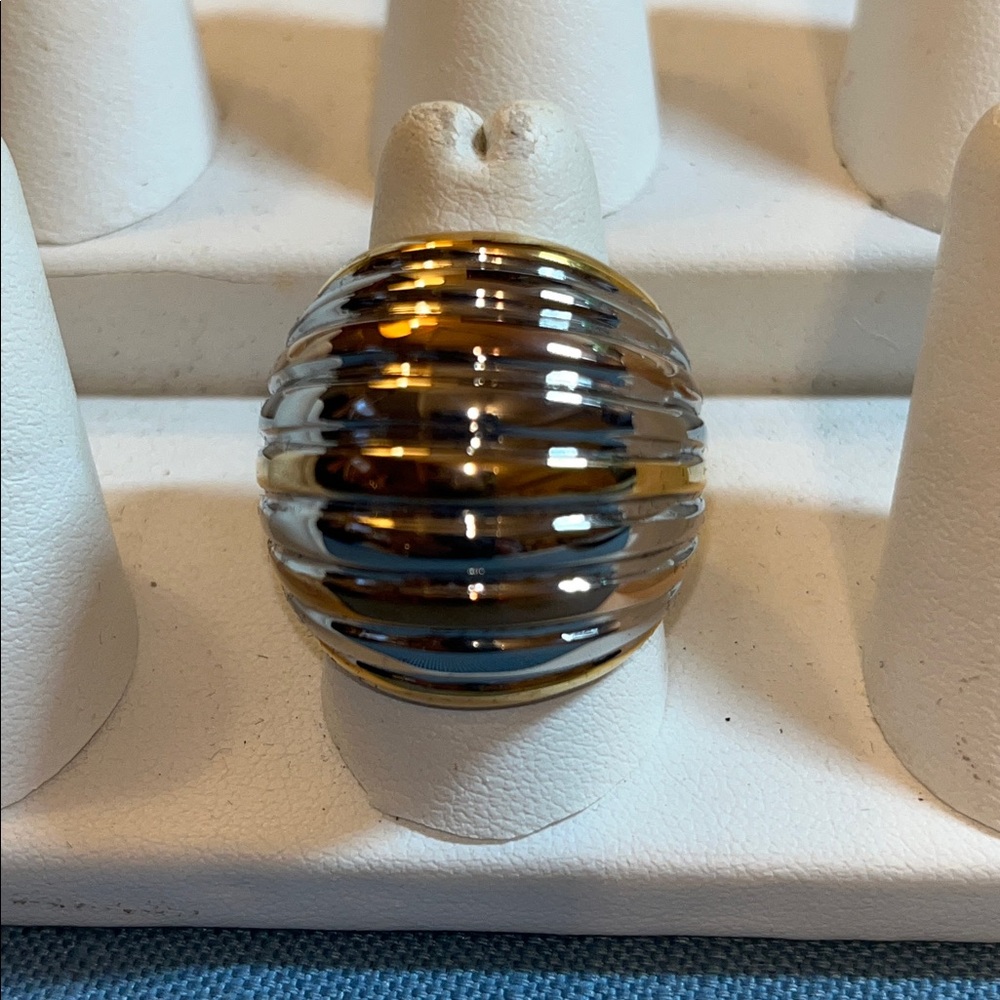 Holsted Jewelers silver and gold tone dome ring, new in box, size 9